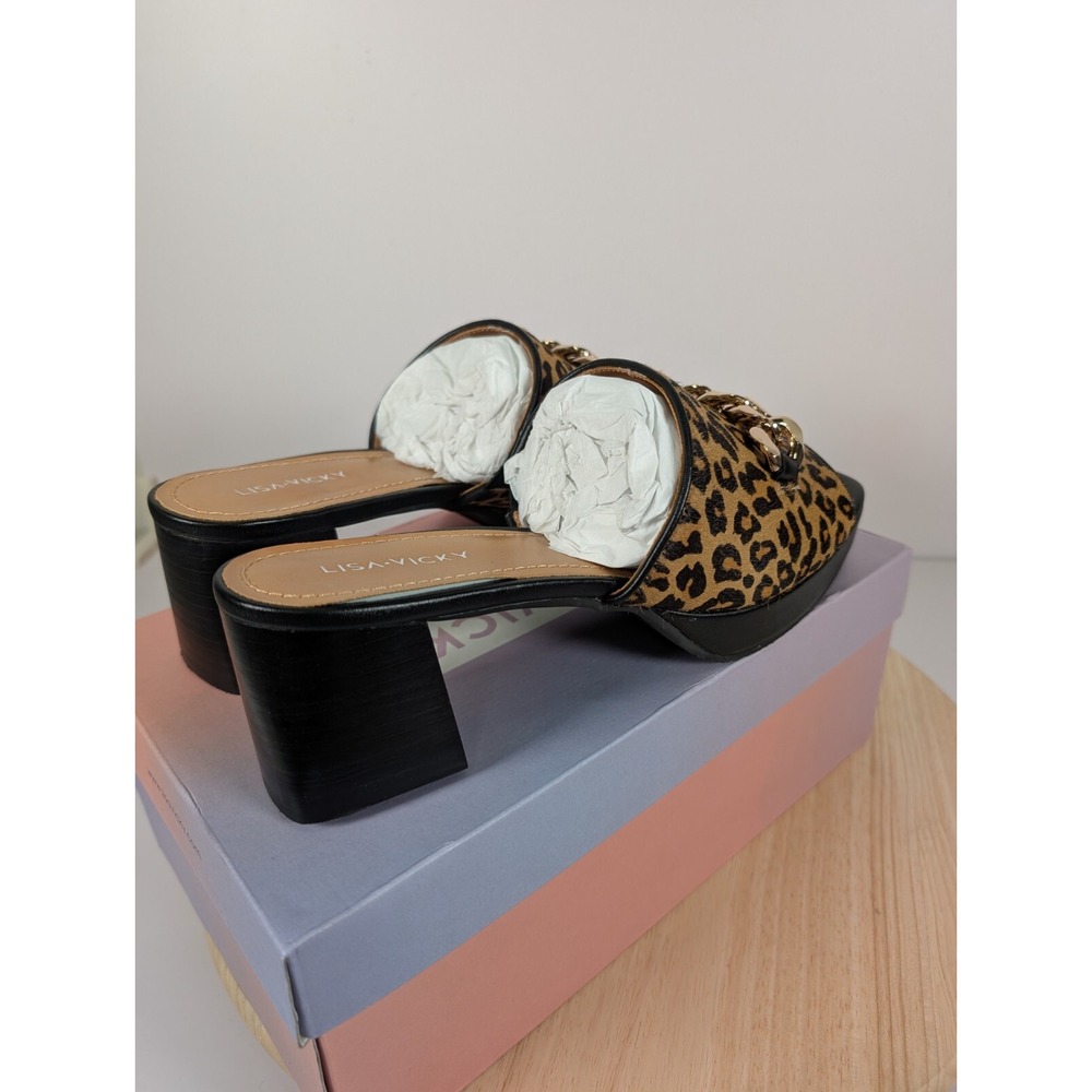 Leopard Print Chain Sandals - Picture 7 of 11